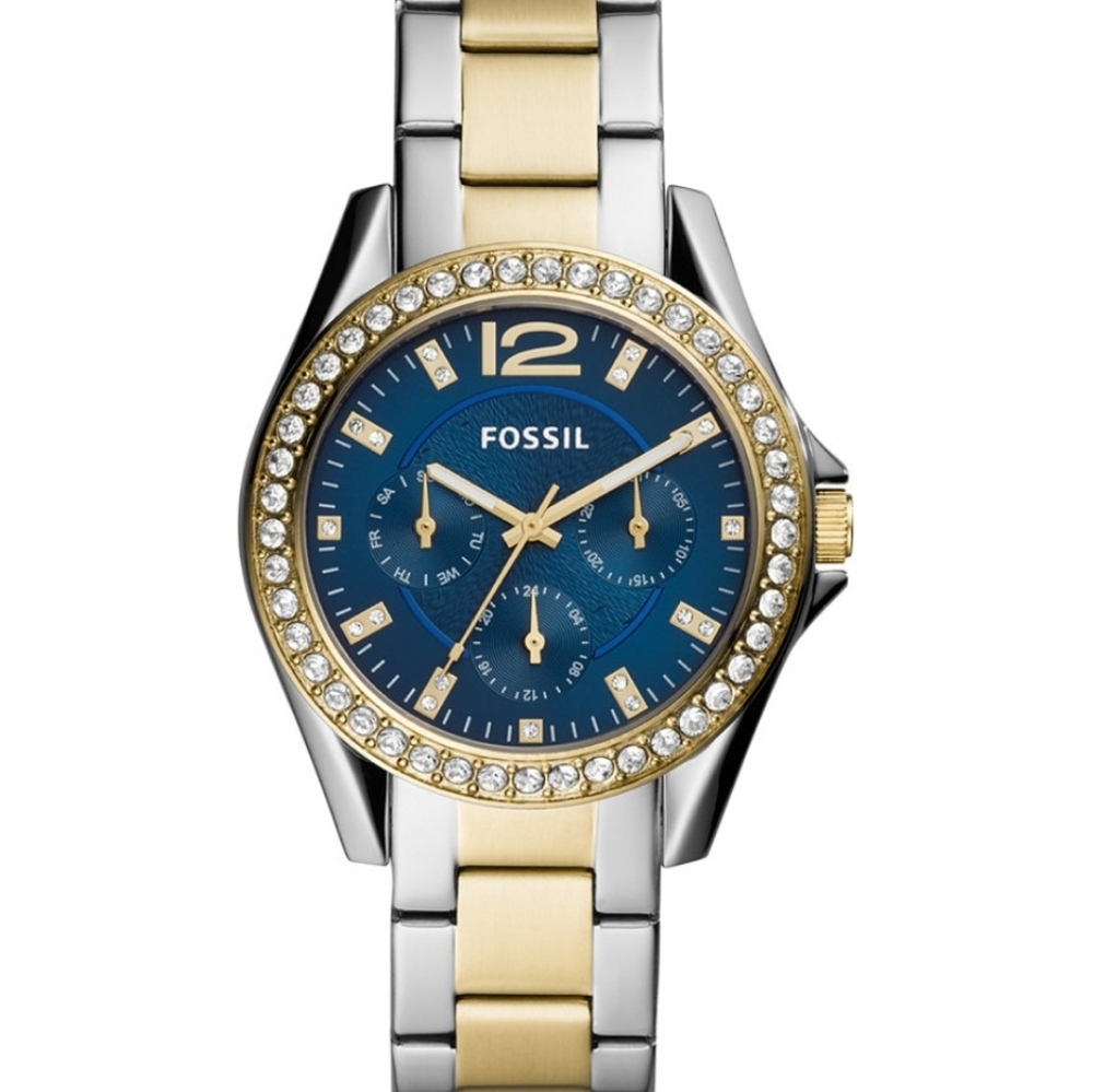 Fossil womens riley two tone stainless steel